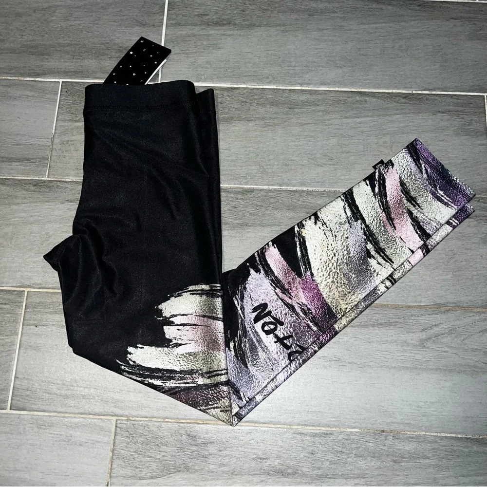 Terez x Peloton Black Colorful Spell Out Athletic Leggings, Women’s Size Small - Picture 4 of 8